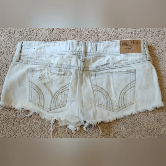 Hollister Light Blue Distressed Denim Shorts - Picture 2 of 2